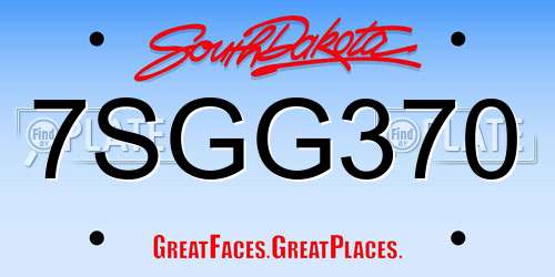 7SGG370 South Dakota License Plate