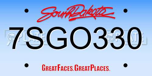 7SGO330 South Dakota License Plate