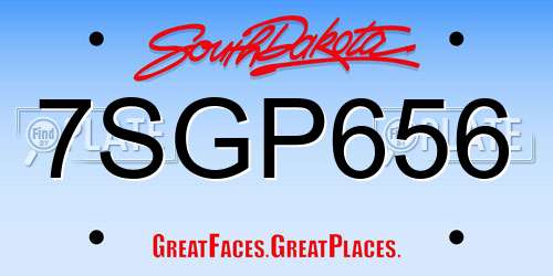 7SGP656 South Dakota License Plate