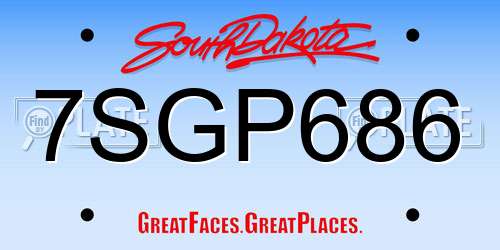 7SGP686 South Dakota License Plate