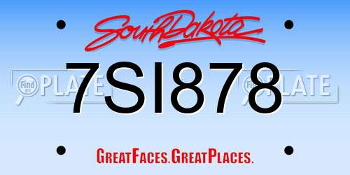 7SI878 South Dakota License Plate