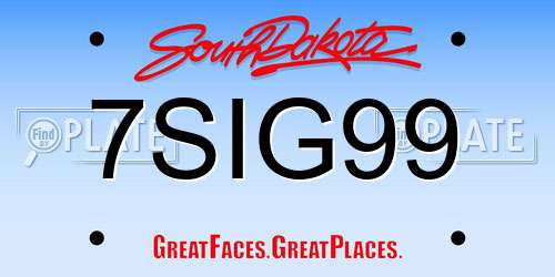 7SIG99 South Dakota License Plate