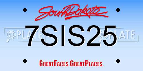 7SIS25 South Dakota License Plate