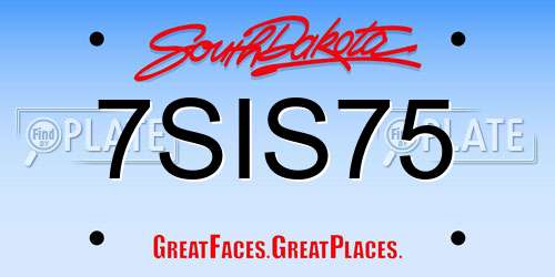 7SIS75 South Dakota License Plate