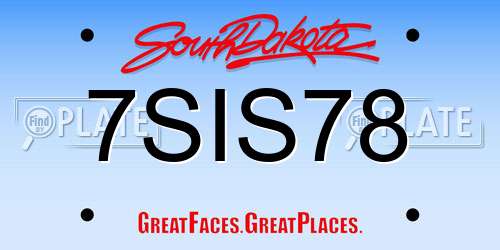 7SIS78 South Dakota License Plate