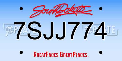 7SJJ774 South Dakota License Plate