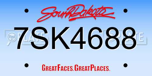 7SK4688 South Dakota License Plate