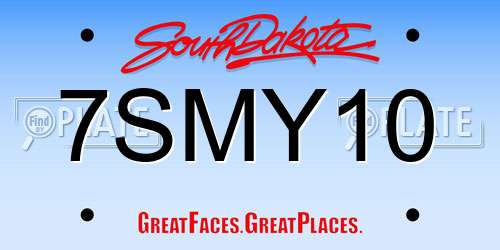 7SMY10 South Dakota License Plate