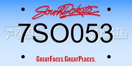 7SO053 South Dakota License Plate