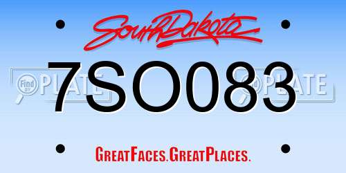 7SO083 South Dakota License Plate