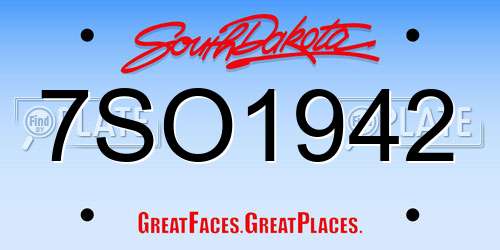 7SO1942 South Dakota License Plate