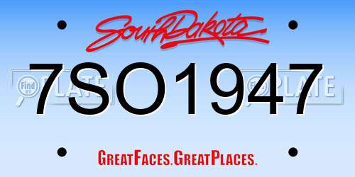 7SO1947 South Dakota License Plate