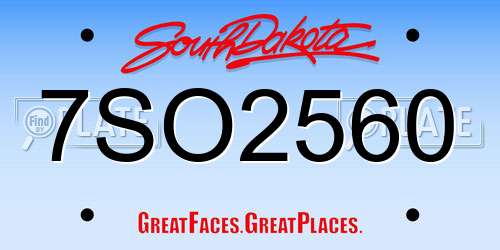 7SO2560 South Dakota License Plate