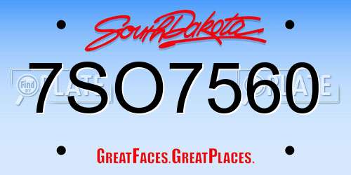 7SO7560 South Dakota License Plate
