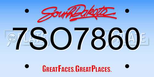 7SO7860 South Dakota License Plate