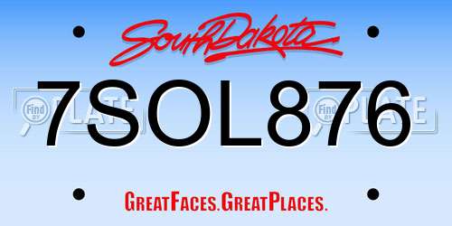 7SOL876 South Dakota License Plate