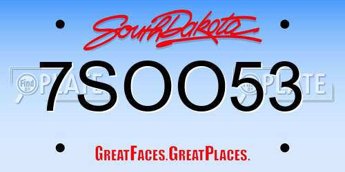 7SOO53 South Dakota License Plate