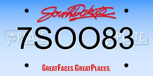 7SOO83 South Dakota License Plate
