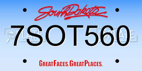 7SOT560 South Dakota License Plate