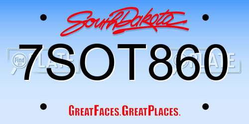 7SOT860 South Dakota License Plate