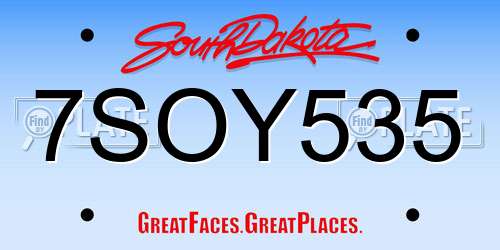 7SOY535 South Dakota License Plate