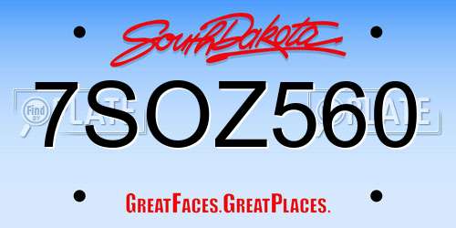 7SOZ560 South Dakota License Plate