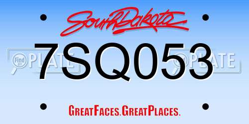 7SQ053 South Dakota License Plate
