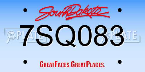 7SQ083 South Dakota License Plate