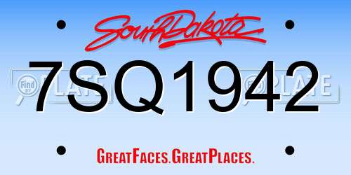 7SQ1942 South Dakota License Plate