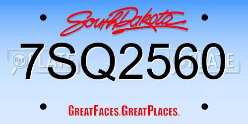 7SQ2560 South Dakota License Plate