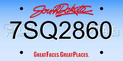 7SQ2860 South Dakota License Plate