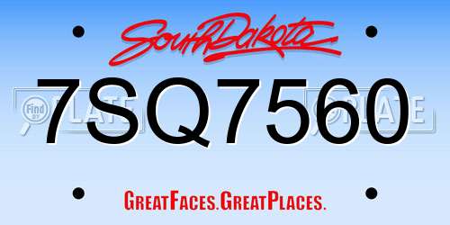 7SQ7560 South Dakota License Plate