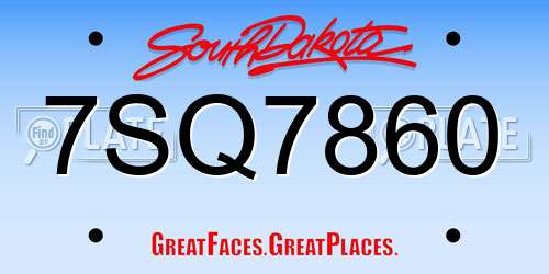 7SQ7860 South Dakota License Plate