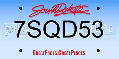 7SQD53 South Dakota License Plate