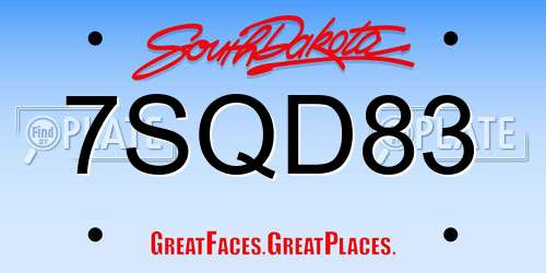7SQD83 South Dakota License Plate