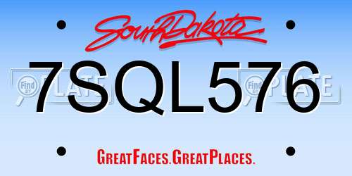 7SQL576 South Dakota License Plate