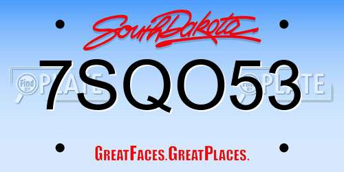 7SQO53 South Dakota License Plate