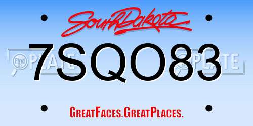 7SQO83 South Dakota License Plate