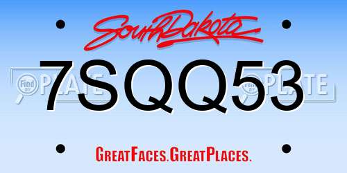 7SQQ53 South Dakota License Plate