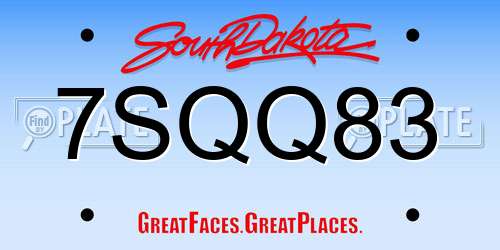 7SQQ83 South Dakota License Plate