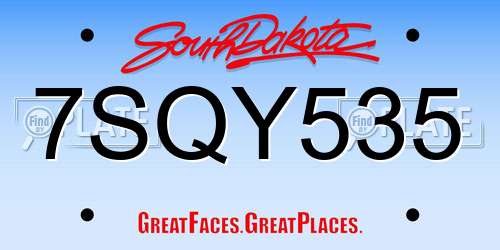 7SQY535 South Dakota License Plate