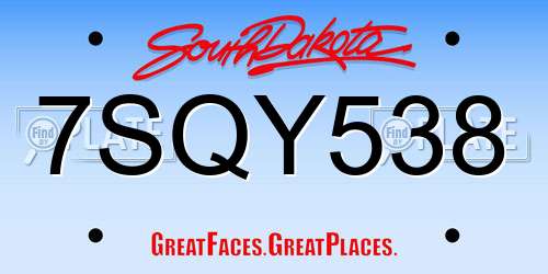 7SQY538 South Dakota License Plate
