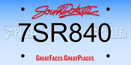 7SR840 South Dakota License Plate