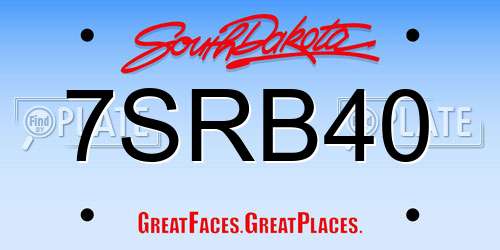 7SRB40 South Dakota License Plate