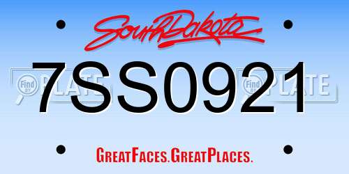 7SS0921 South Dakota License Plate