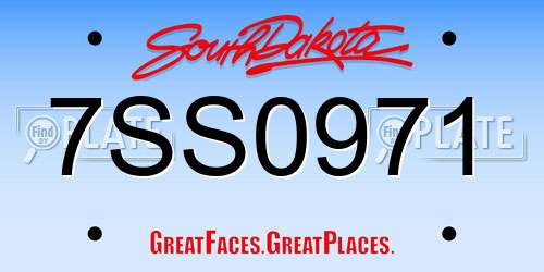 7SS0971 South Dakota License Plate