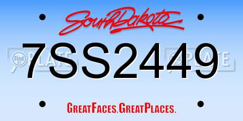 7SS2449 South Dakota License Plate