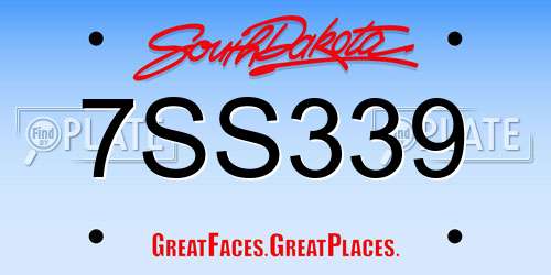 7SS339 South Dakota License Plate