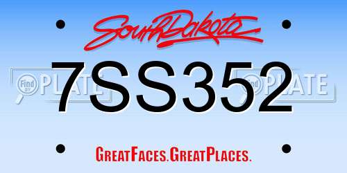 7SS352 South Dakota License Plate