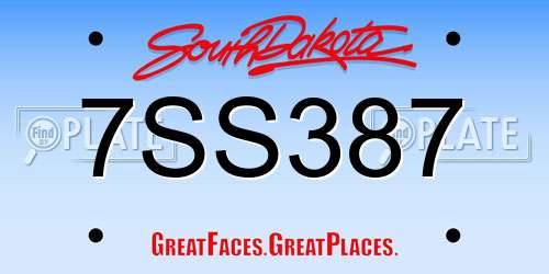 7SS387 South Dakota License Plate